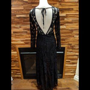Forever 21 Black Lace Open Back Maxi - S